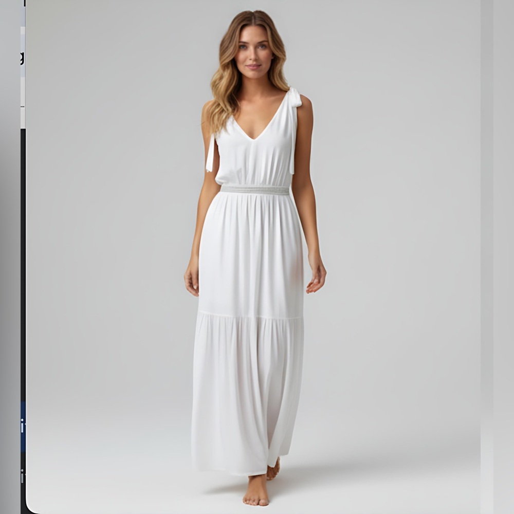 White Boho Lace Trim Knot Shoulder Ruffle Hem Cami Dress